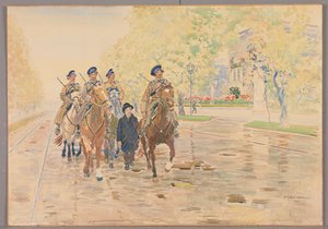 1905年のアレハウジャズドフスキエでの馬のパトロール、スタニスワフマショフスキ 作： Stanisław Masłowski